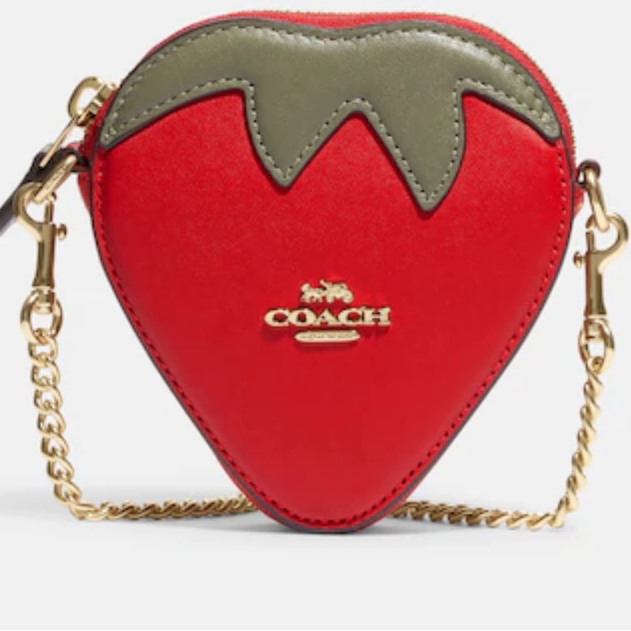 Rare Coach: Limited Edition Strawberry Coin Purse With Chain.